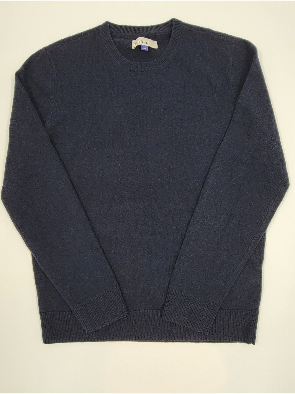 Artefact 100% Cashmere Crew Neck Pullover Sweater Men's Large Navy Blue